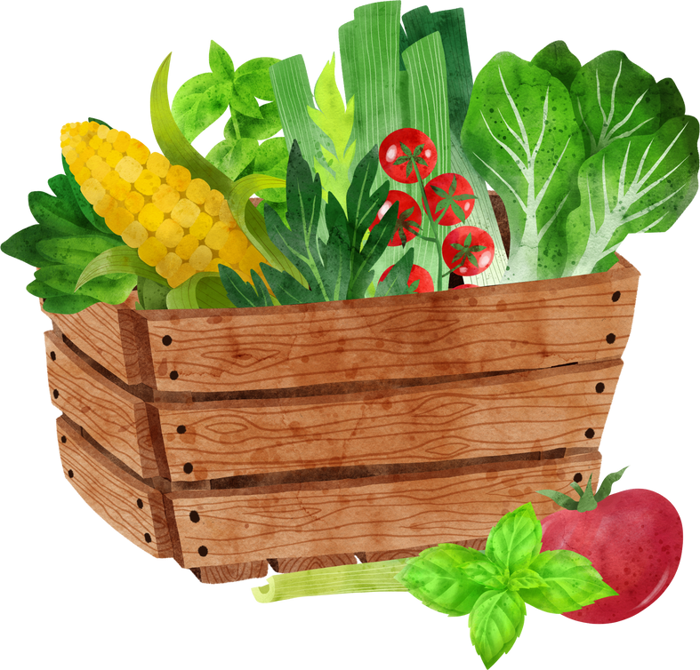 Vegetables in Wooden Box
